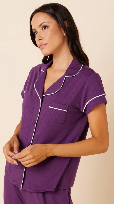 Classic Pima Knit Capri - Aubergine