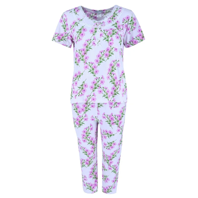 Elegant Emily Women's Floral Capri Sleep Set