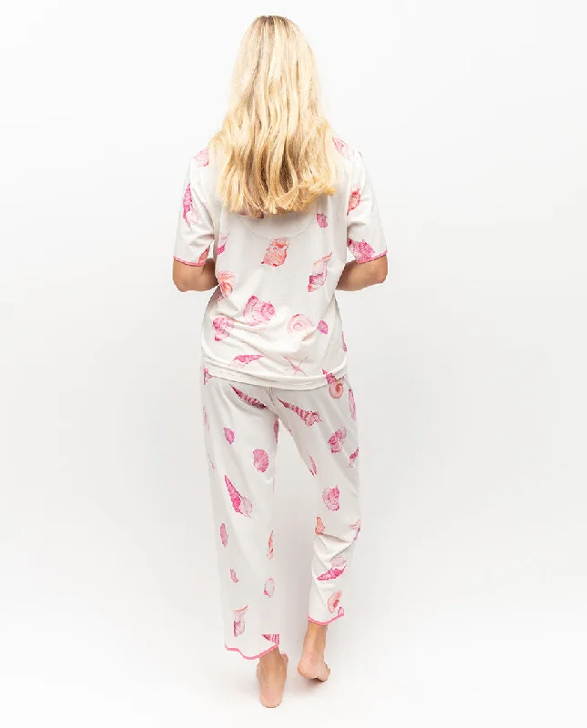 Shelly Womens Shell Printed Jersey Cropped Pyjama Set