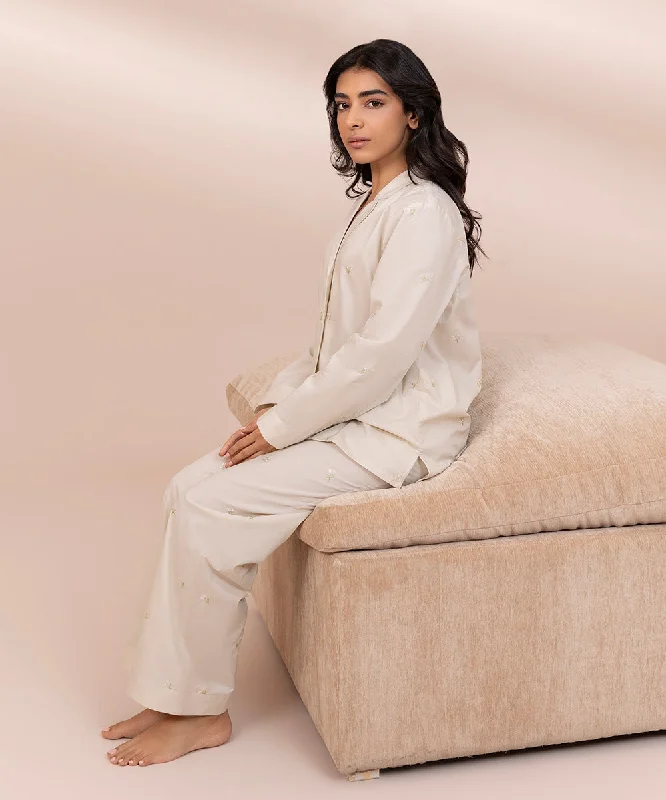 Embroidered Cotton PJ Set