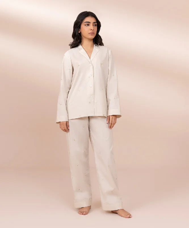 Embroidered Cotton PJ Set