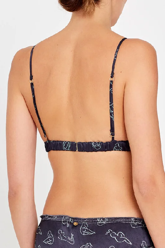 Coquette Charcoal Silk and Lace Bralette