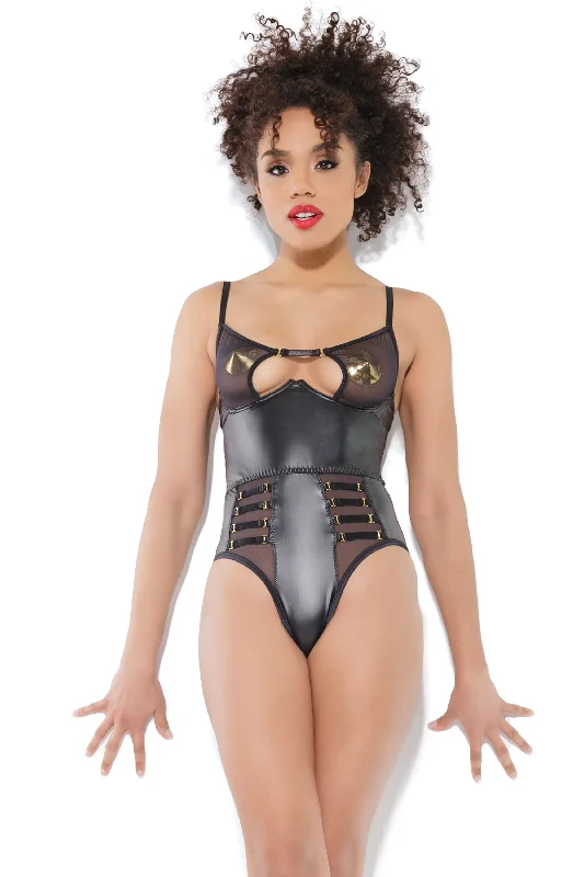 Coquette 21227 Wetlook Teddy With Mesh Detail