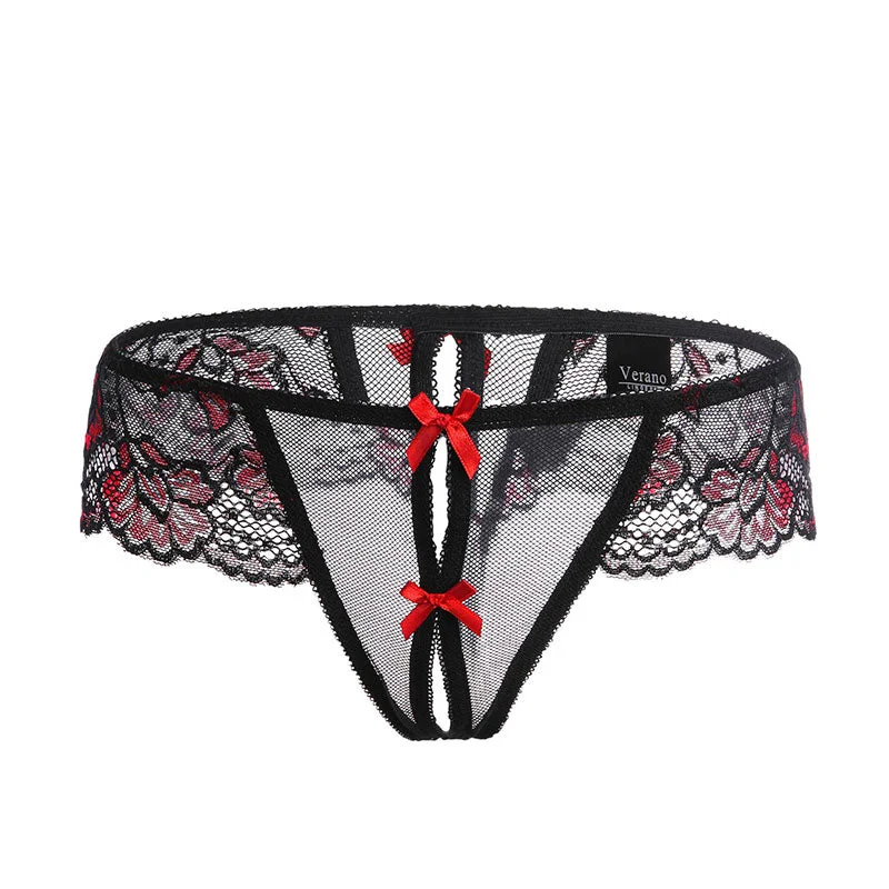 Sexy Panties Jacquard Open Crotch Hip Ladies Thong