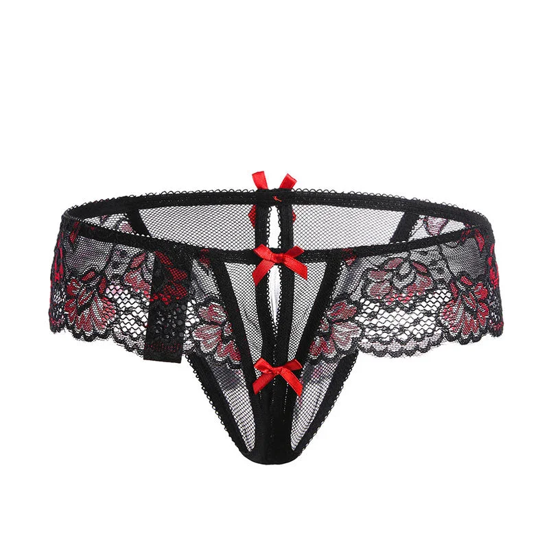 Sexy Panties Jacquard Open Crotch Hip Ladies Thong