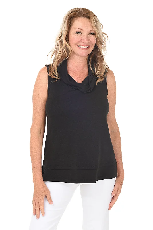 Solid Sleeveless Cowl Neck Top