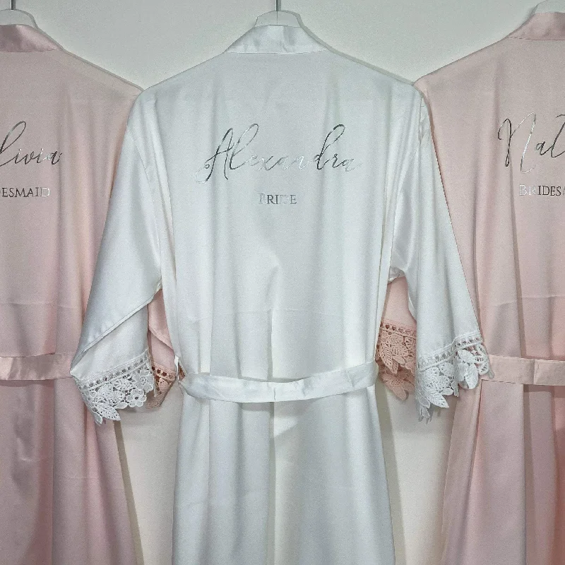 Bridal Robes, Pink and Silver Bridal Party Robes