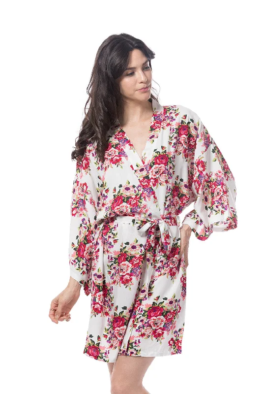 Cotton Floral Blossom Robe White