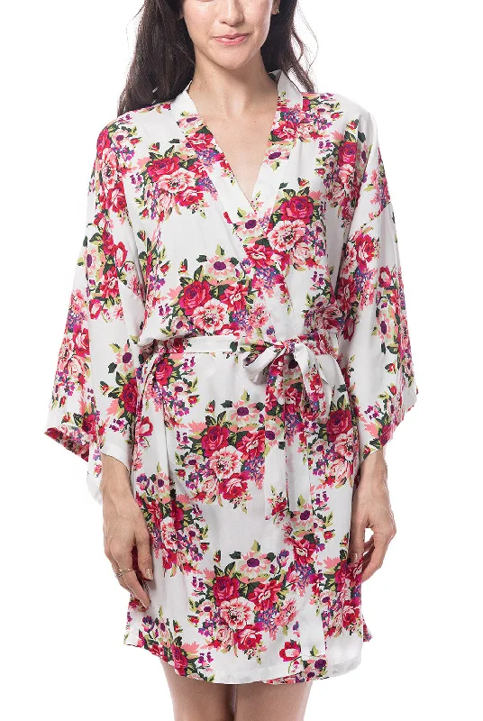 Cotton Floral Blossom Robe White