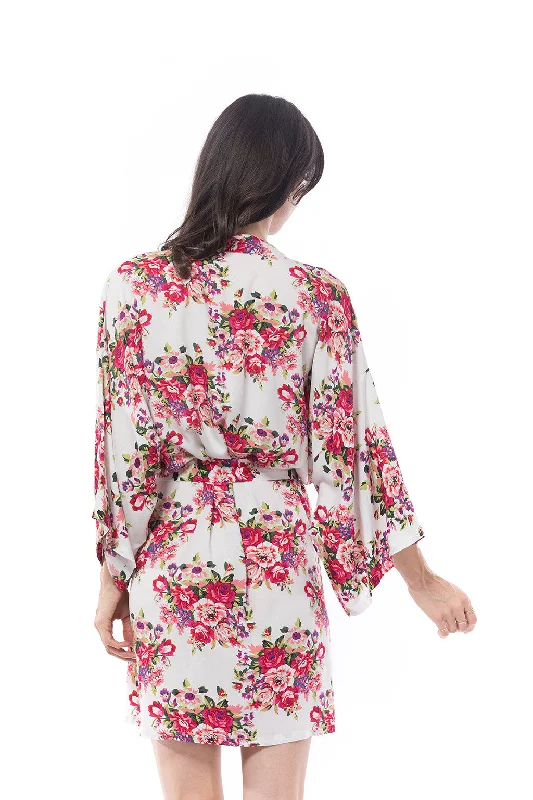 Cotton Floral Blossom Robe White