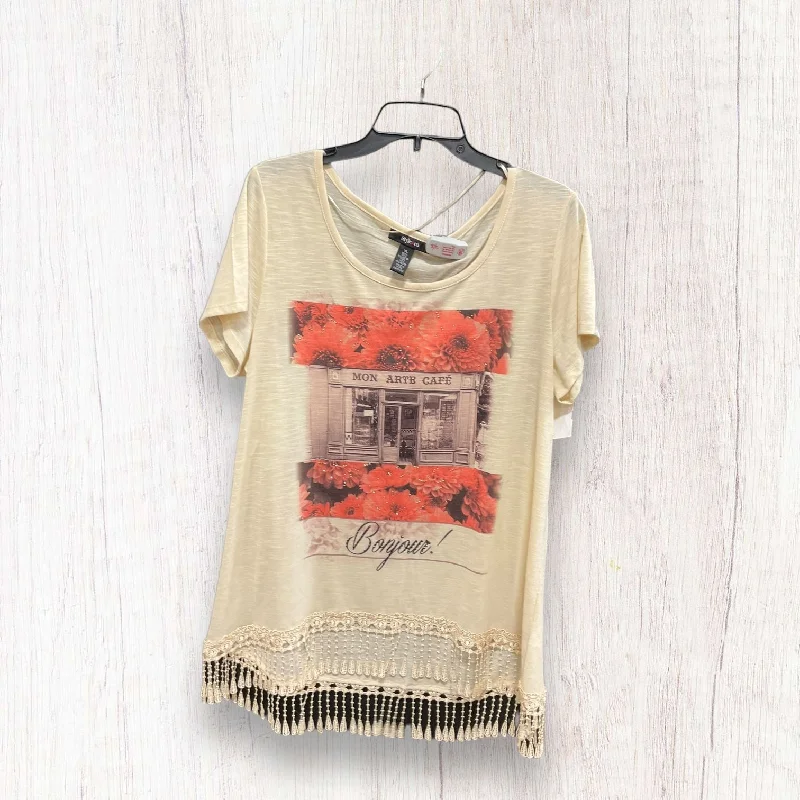 Cream & Orange Top Short Sleeve Style And Company, Size Xl