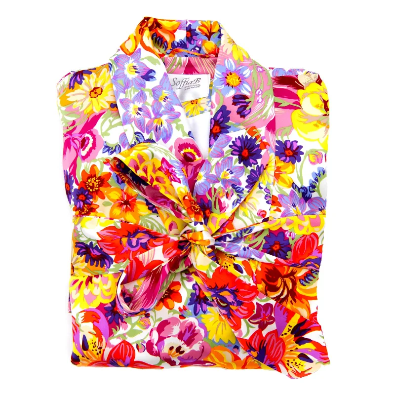 Luxury Short Robe | Floral Fusion Dressing Gown | SoffiaB