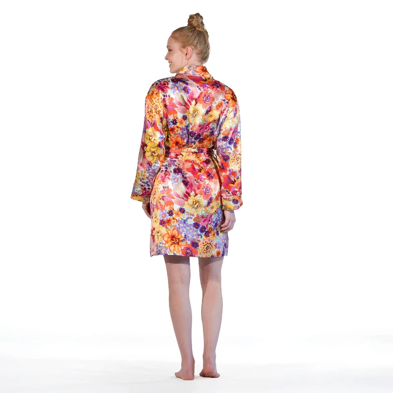 Luxury Short Robe | Floral Fusion Dressing Gown | SoffiaB