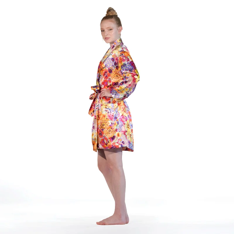 Luxury Short Robe | Floral Fusion Dressing Gown | SoffiaB