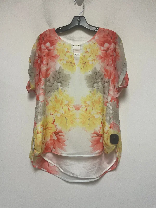 Floral Print Top Short Sleeve Calvin Klein, Size Xl