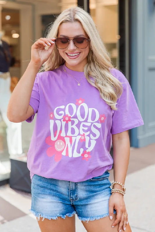 Good Vibes Only Daisy Violet Comfort Colors Tee