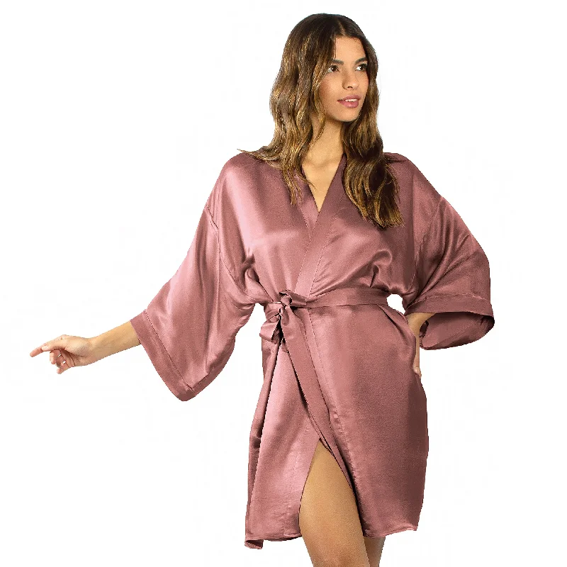 Luxury Artisan Silk Kimono Robes For Women, Short, Washable Natural Mulberry Silk