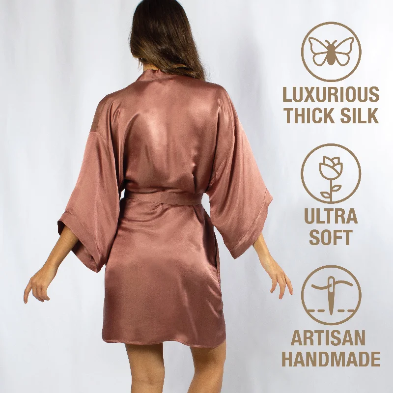 Luxury Artisan Silk Kimono Robes For Women, Short, Washable Natural Mulberry Silk