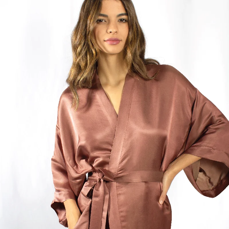 Luxury Artisan Silk Kimono Robes For Women, Short, Washable Natural Mulberry Silk