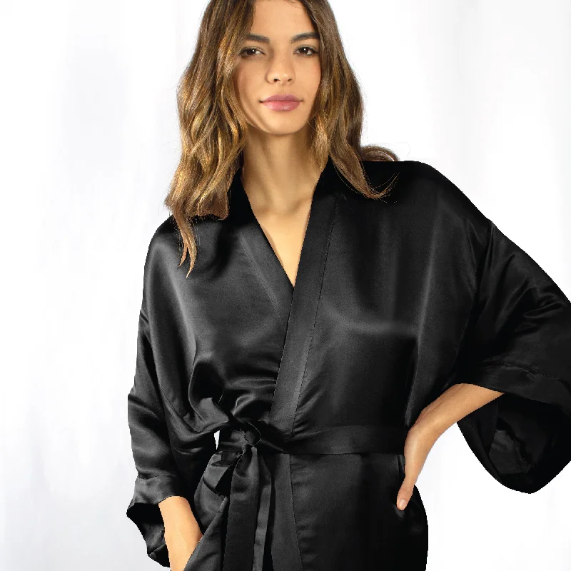 Luxury Artisan Silk Kimono Robes For Women, Short, Washable Natural Mulberry Silk