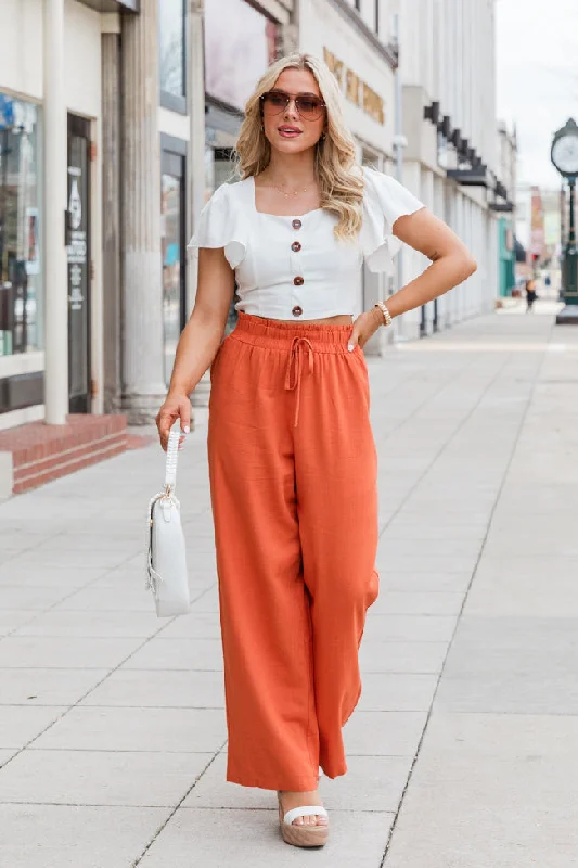 Out With Style Ivory Button Front Linen Crop Top FINAL SALE