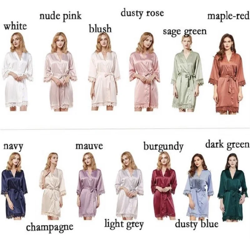 Plain Non-personalised Satin Lace Robe