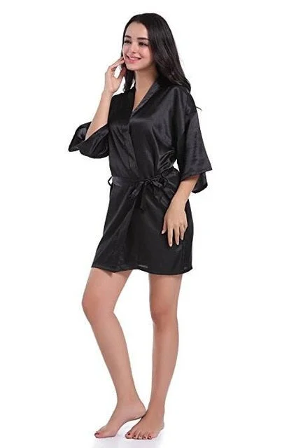 Sexy Large Size Sexy Satin Night Robe Lace Bathrobe Perfect Wedding Bride Bridesmaid Robes Dressing Gown For Women