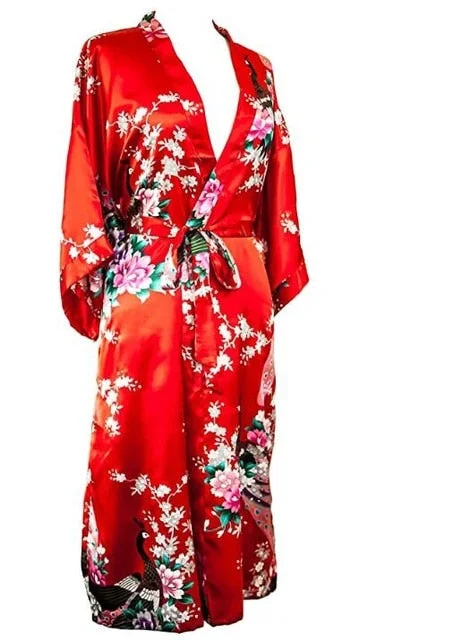 Silk Satin Wedding Bride Bridesmaid Robe Floral Bathrobe Short Kimono Robe Night Robe Bath Robe Fashion Dressing Gown For Women