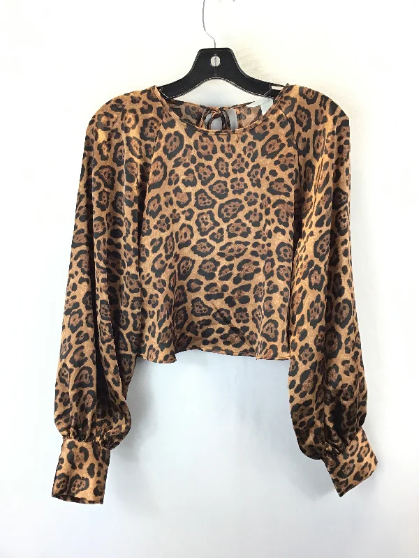 Top Long Sleeve By H&m In Leopard Print, Size: M