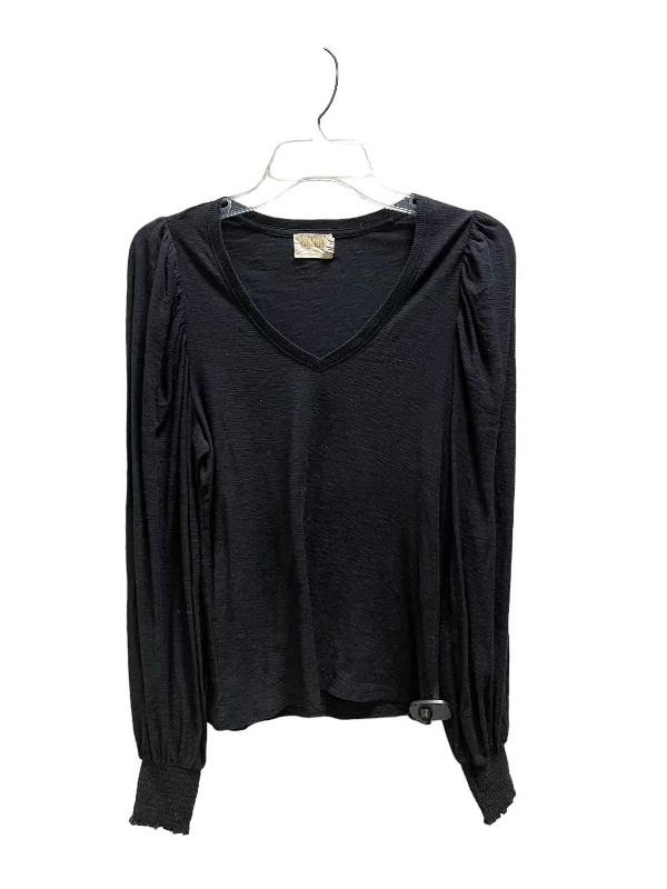 Top Long Sleeve By Nation In Black, Size: Xs