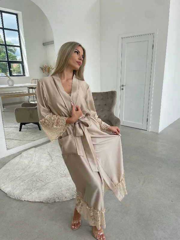 Women's long robe: LATTE & CHAMPAGNE Roll Long