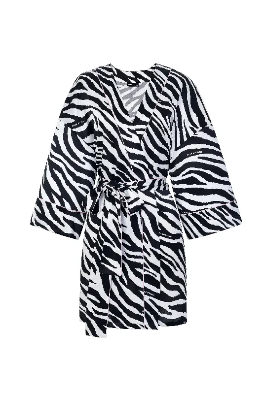 Zebra Print Silk Kimono Robe