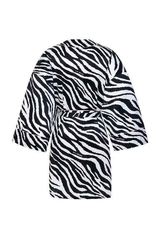 Zebra Print Silk Kimono Robe