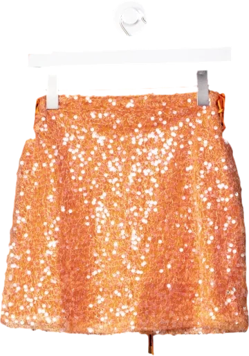 Amy Lynn London Orange Miberty Sequin Mini Skirt UK S