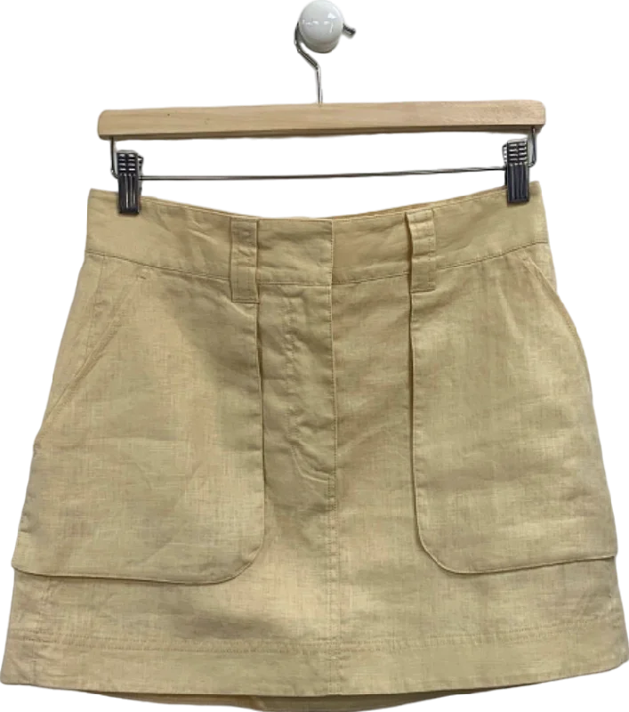 Arket Beige Linen-Blend Utility Skirt UK 8