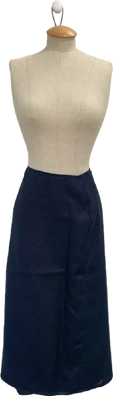 Arket Navy Linen Midi Skirt UK 8