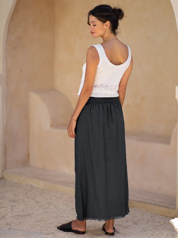 Aurora French Linen Skirt Charcoal