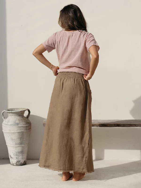 Aurora French Linen Skirt Cinnamon