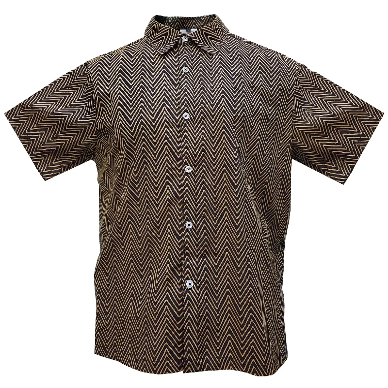 Authentic Elvis Black And Tan Geometric Woven Shirt