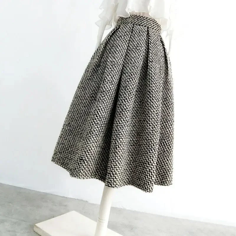 Women's A Line Winter Checkered Pencil Fashion Designer Skirts (Midi)