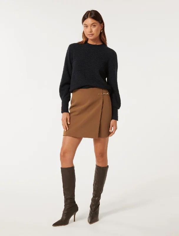 Edie Buckle Detail Wrap Skirt