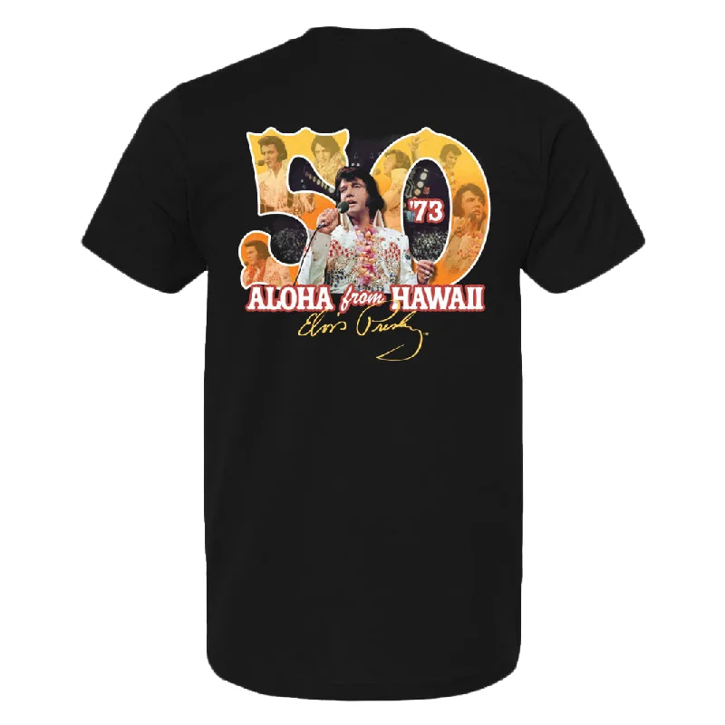 Elvis Aloha From Hawaii 50th Anniversary Front Back Logo T-Shirt