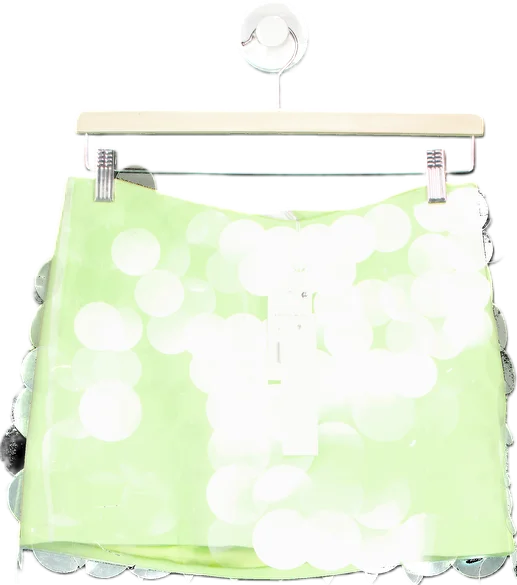 Jonathan Simkhai Lime Sequin Mesh Overlay Mini Skirt UK 6