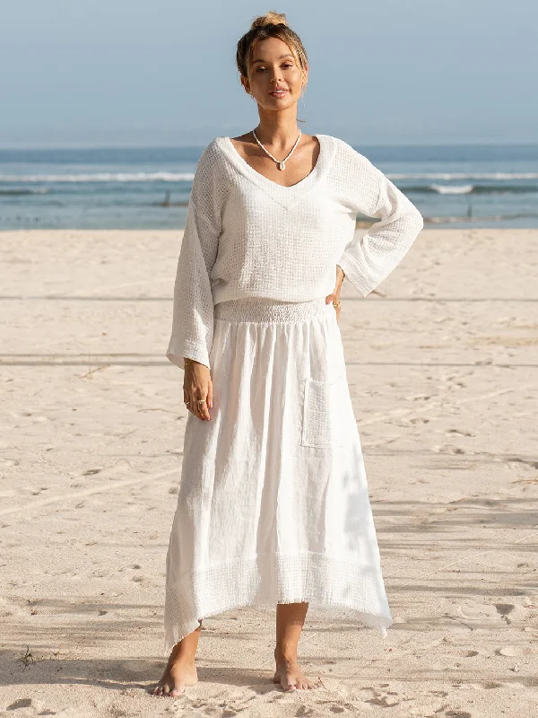 Long Island French Linen Skirt Coconut