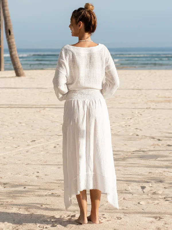 Long Island French Linen Skirt Coconut