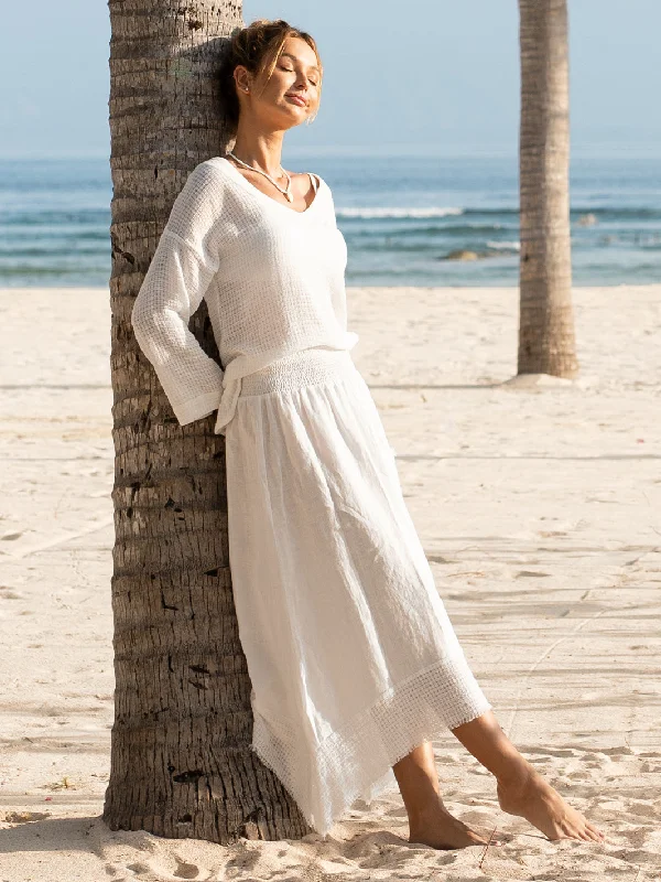 Long Island French Linen Skirt Coconut