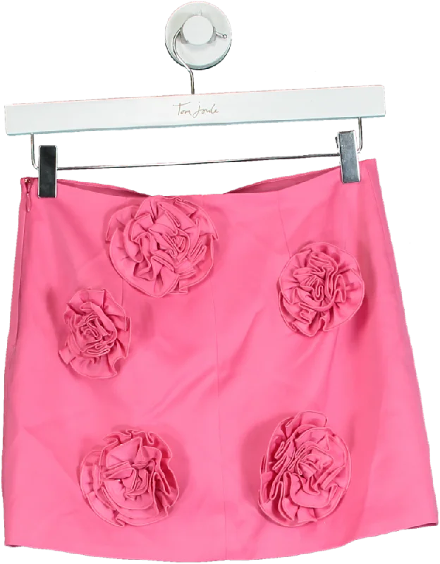 Lovers and Friends Pink Floral Appliqué Mini Skirt XS