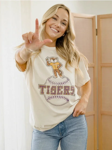 LSU Tigers Women's Mascot Baseball Thrifted Graphic