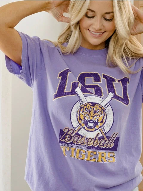 LSU Tigers Women's Violet Comfort Colors Baseball T-Shirt