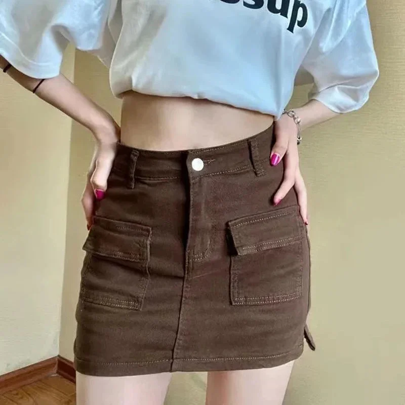 Women's Fashion Designer High Waist Denim  Mini Skirts (Short)